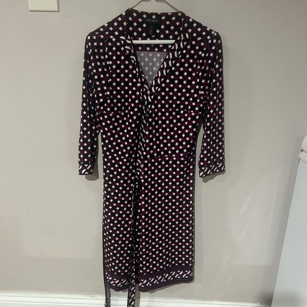 Navy and white polka dot